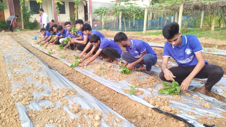 পড়াশোনার পাশাপাশি ছাত্র ছাত্রীদের   কৃষি উদ্বুদ্ধ করণে কাজ ক