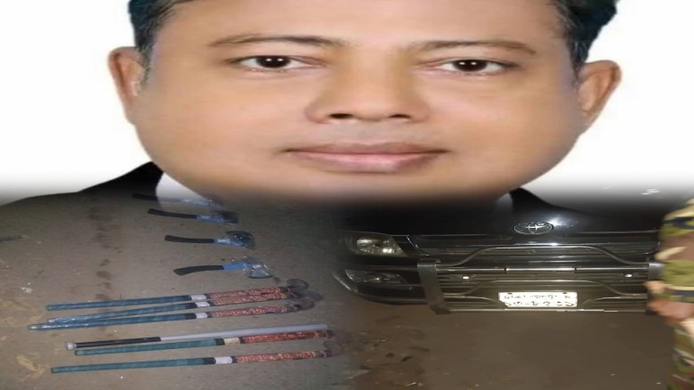 মধুপুরে কর্নেল আজাদের গাড়ীর বহর থেকে দেশীয় অস্ত্র উদ্ধার।।  