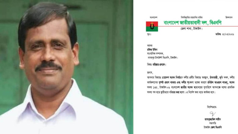 চাঁদাবাজির অভিযোগে  নাগরপুর উপজেলা বিএনপি নেতা রফিজ উদ্দিন বহিষ্কৃত